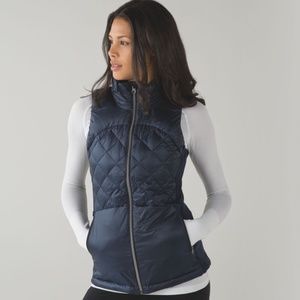Women's Lululemon Down for a Run Vest, Size 8, Navy Blue